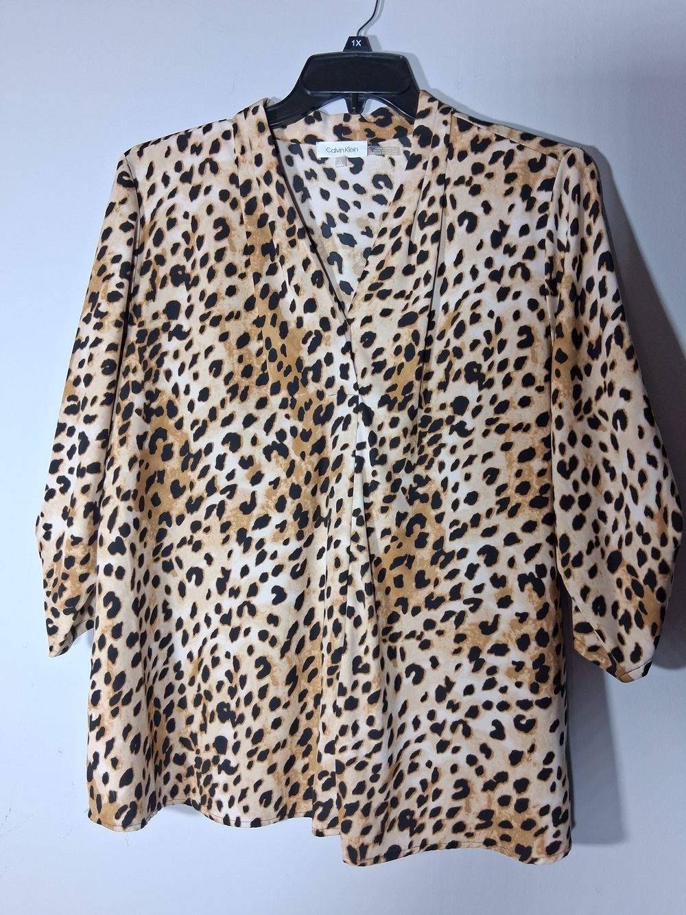 Calvin Klein Women's Leopard Print Blouse - 1X